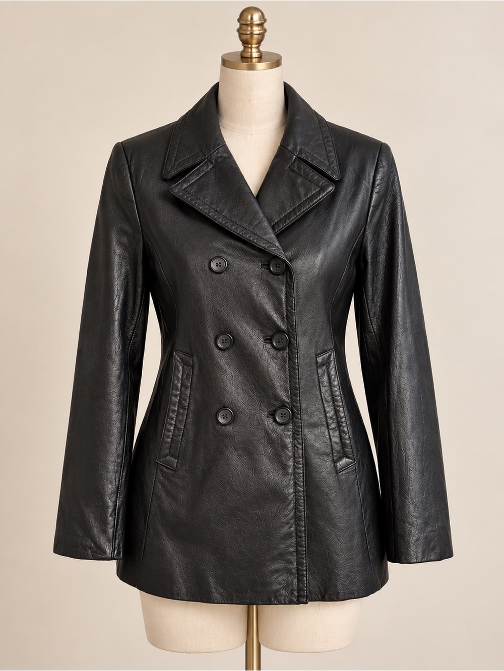 Wilson Black Double-Breasted Leather Blazer